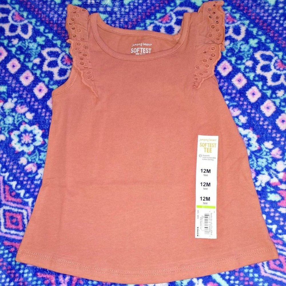 Jumping Beans baby girl tank top shirt rusty Orange Red 12 month K-207